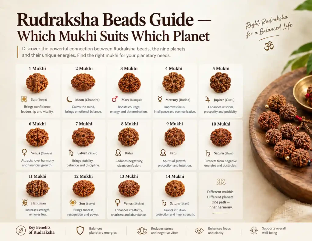 which mukhi rudraksha suits which planet