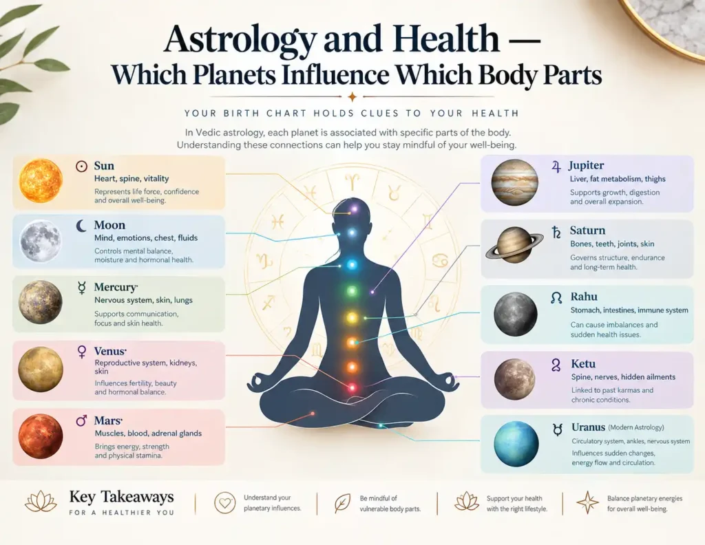 which planets influence which body parts in astrology